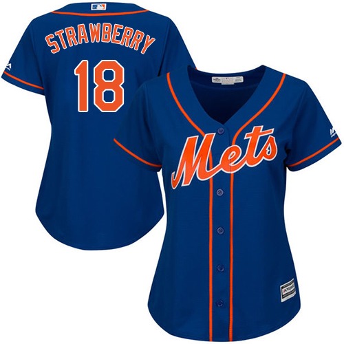 Mets #18 Darryl Strawberry Blue Alternate Women's Stitched MLB Jersey